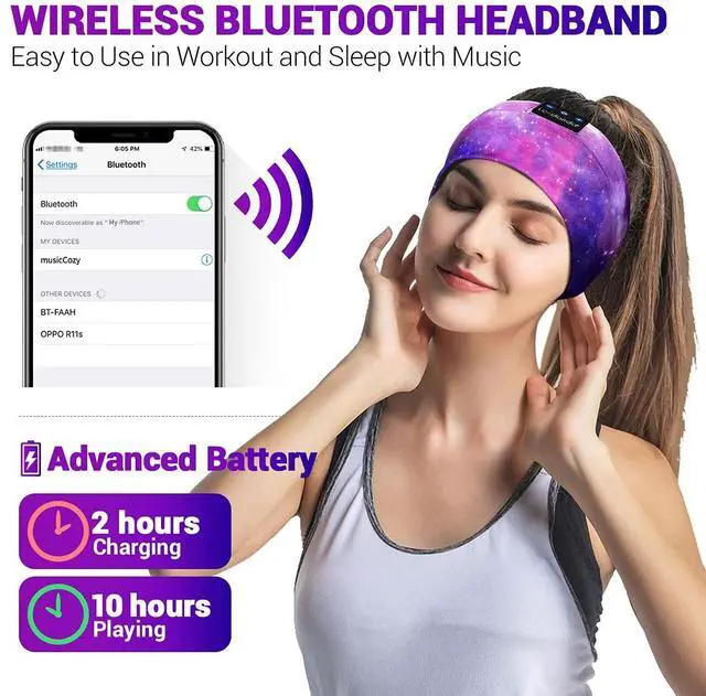 Alt view image 3 of 5 - LC-dolida Sleep Headphones Bluetooth Headband Sleeping Wireless Headband Headphones with Thin HD Stereo Speakers Perfect for Side Sleepers, Sport, Yoga, Travel