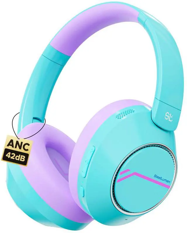Main image of Steellumen Nova1Pro Kids Wireless Active Noise Cancelling Headphones, Bluetooth 5.4, 40H Playtime, Volume Limited 75/85/94dB, Type-C Fast Charging, Mic, Foldable for School/Travel/Airplane, Green