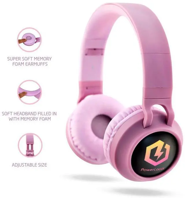 Alt view image 4 of 5 - PowerLocus Kids Bluetooth Headphones, Wireless LED Over Ear, Foldable Mic Volume Limited, Wired/Bluetooth for Phones, Tablets, Laptops