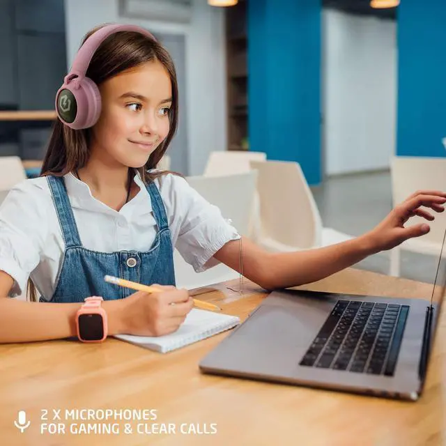 Alt view image 3 of 5 - PowerLocus Kids Bluetooth Headphones, Wireless LED Over Ear, Foldable Mic Volume Limited, Wired/Bluetooth for Phones, Tablets, Laptops