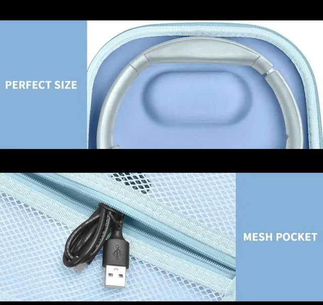 Alt view image 4 of 5 - Headphone Case Compatible with BERIBES/for JBL Tune 510BT/ 720BT/ for Sony WH-CH520/ WH-CH720N/ WH-1000XM4/ for TOZO HT2 Noise Cancelling Headphones, Wireless Bluetooth Over Ear Earphone Bag (Blue)