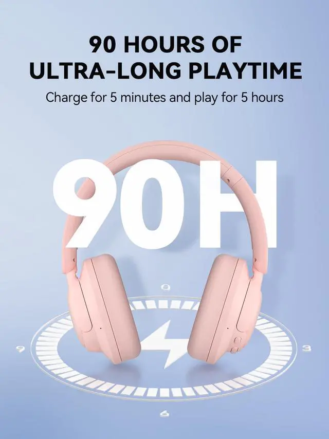 Alt view image 4 of 5 - 1MORE SonoFlow SE HQ31 Wireless Bluetooth Headphones -42dB Noise Cancelling Over-Ear Bluetooth Headset with Hi-Res Audio, 90H Playtime, LDAC, All-Day Comfort for Travel Work Gaming, Pink