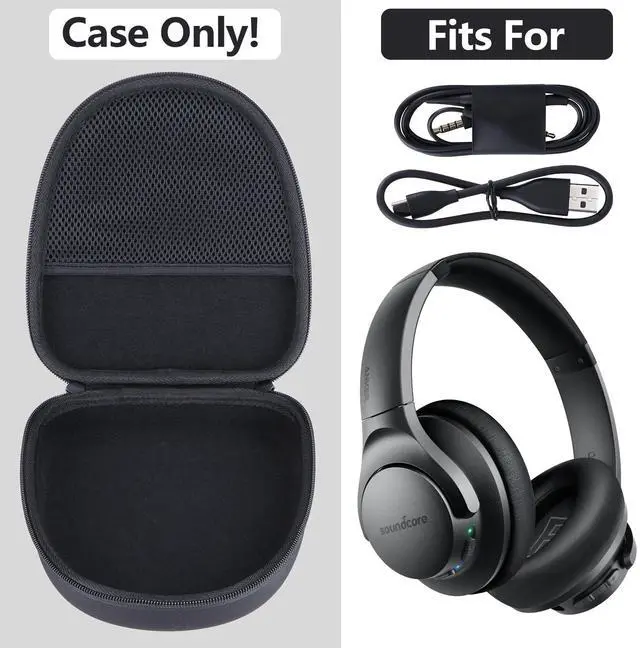 Alt view image 3 of 5 - RIYADAone Hard Case Replacement for Anker Soundcore Life Q20 Q30 Q35 Q40 Q45 Q20+ Q20i Hybrid Active Noise Cancelling Headphones (Black Case)