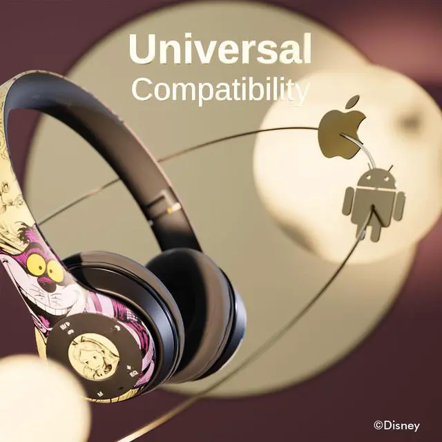 Alt view image 4 of 5 - Disney Alice in Wonderland Bluetooth Headphones - Wireless Headset W/Built in Mic and Up to 15 Hrs Playtime - Alice in Wonderland Gifts for Women and All Fans of Alice in Wonderland Stuff