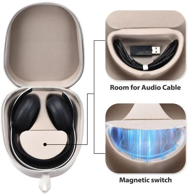 Alt view image 3 of 5 - DGSYMLXGS Headphone Storage case for Sony Pulse Elite Headset, Portable Built-in Magnetic Design Gaming Headphone Storage case (Gray)