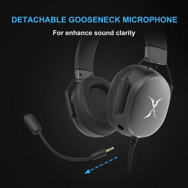 Alt view image 4 of 5 - FOXXRAY BA-68 Gaming Headset for PC, PS4, PS5, Xbox, Lightweight Over-Ear Headphone with mic, 50MM Dynamic Drivers, 3.5mm Audio Jack, Soft Memory Foam Cushion, Removable Microphone