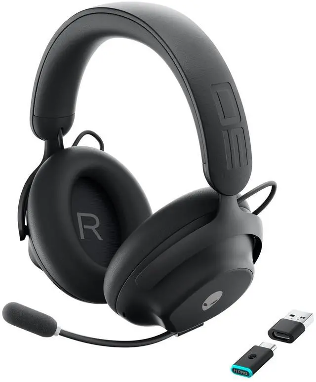 Main image of Alienware Pro Wireless Gaming Headset - Wired/Wireless, Bluetooth 5.3, 15 Minute Fast Charging, Audio Output 20 Hz, Battery Talk Time (ANC on) Up to 24 Hrs (Bluetooth), Dark Side of The Moon