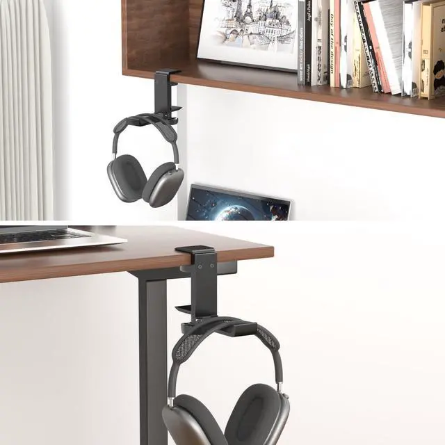 Alt view image 3 of 5 - Ahonnpely Headphone Stand - Aluminum Foldable Clamp-on Headphone Holder, Under Desk Gaming Headset Stand