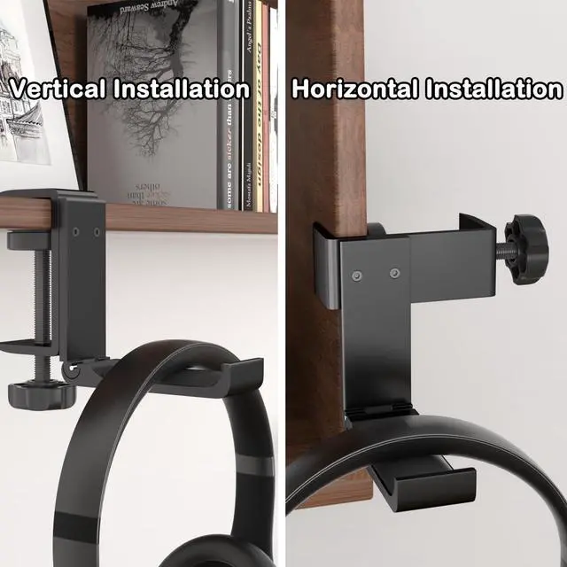 Alt view image 4 of 5 - Ahonnpely Headphone Stand - Aluminum Foldable Clamp-on Headphone Holder, Under Desk Gaming Headset Stand