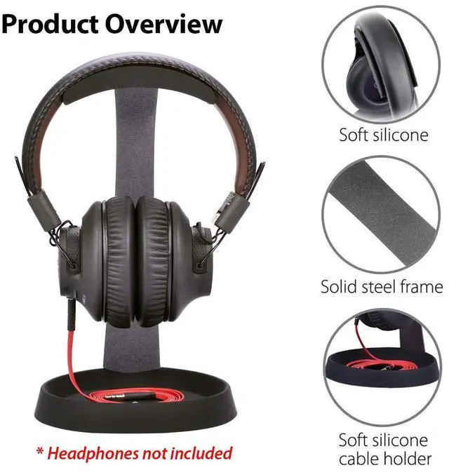 Alt view image 3 of 5 - Avantree Metal & Silicone Headphone Stand Hanger with Cable Holder, Black Desk Earphone Mount Rack for Sennheiser, Sony, Bose, Beats Gaming Headset Display, Fancy Music Studio Accessories - HS102
