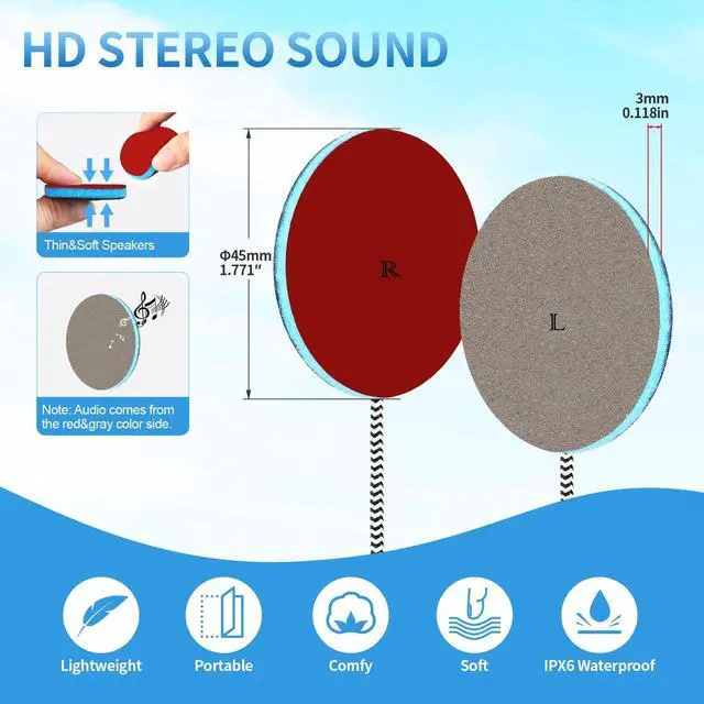Alt view image 2 of 5 - MMUSS Wired Ultra Thin 4mm Pillow Speakers Stereo,Sleeping Music Headphones for Side Sleepers(3.5mm Jack)
