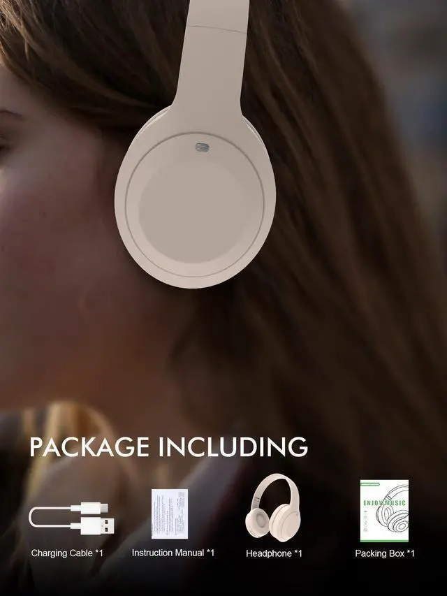 Alt view image 4 of 5 - Wireless Bluetooth Over-Ear Headphones, Foldable Lightweight Headset Music Hi-Res Sound, Ideal for Travel & Office Use (Compatible with Android & iOS) - Khaki