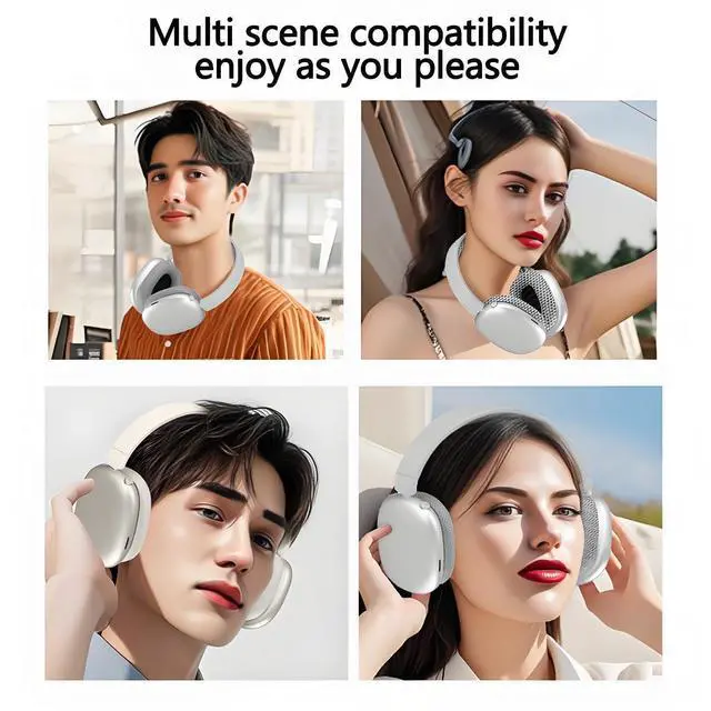 Alt view image 5 of 5 - Wireless Over Ear Headphones, Bluetooth 5.4 Headphones, Built-in Mic, Hi-Res Audio, 36H Playtime, Foldable, Breathable Soft Earpads Adjustable Heads for iOS/Android/Samsung/PC - White