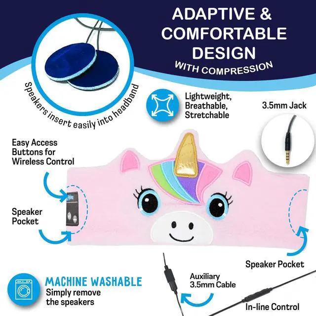 Alt view image 3 of 5 - Sensory Headphones for Kids - Autism Sensory Toys, Wireless & Wired Toddler Headphones with Volume Limiting, Comfortable Soft Headband for Travel, Ideal for Sensory-Sensitive Children - Unicorn