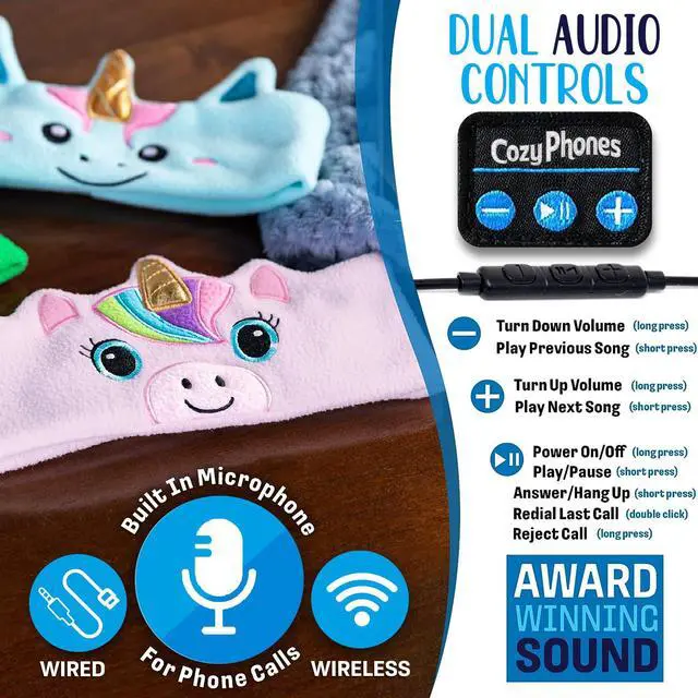 Alt view image 4 of 5 - Sensory Headphones for Kids - Autism Sensory Toys, Wireless & Wired Toddler Headphones with Volume Limiting, Comfortable Soft Headband for Travel, Ideal for Sensory-Sensitive Children - Unicorn