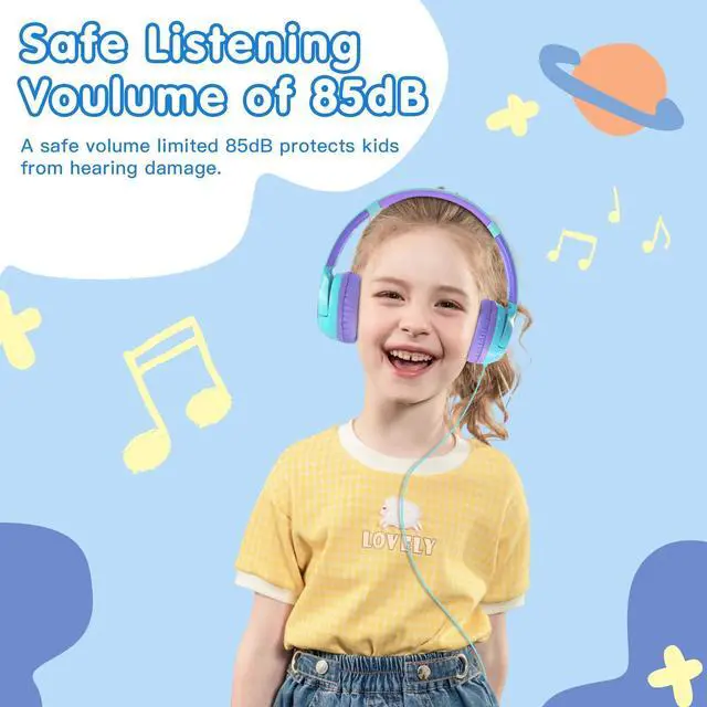 Alt view image 2 of 5 - ZIHNIC Wired Kids Headphones, Safe 85dB Volume Limit for Boys & Girls, Comfortable Earpads, Foldable Design for School, Tablets, and Travel-CAYN