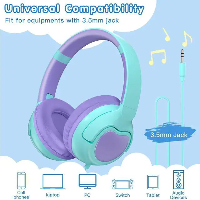 Alt view image 5 of 5 - ZIHNIC Wired Kids Headphones, Safe 85dB Volume Limit for Boys & Girls, Comfortable Earpads, Foldable Design for School, Tablets, and Travel-CAYN
