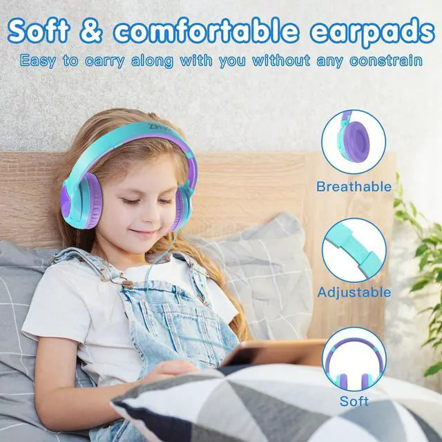Alt view image 4 of 5 - ZIHNIC Wired Kids Headphones, Safe 85dB Volume Limit for Boys & Girls, Comfortable Earpads, Foldable Design for School, Tablets, and Travel-CAYN