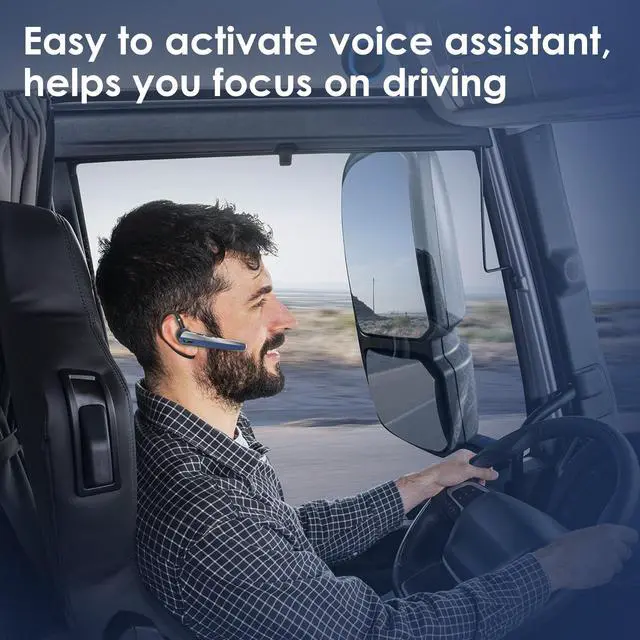 Alt view image 4 of 5 - ICOMTOFIT Bluetooth Headset with Microphone, Wireless Earpiece with Charging Case for Cellphones, PC, Single Ear Headset with Mute for Trucker Driver, Remote Work, Skype, Zoom, Teams, Call Center