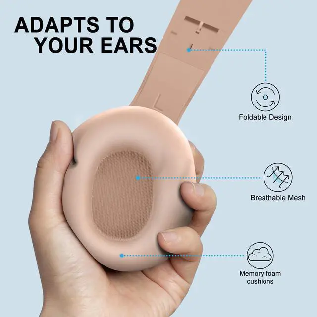 Alt view image 4 of 5 - Fisher Active Noise Cancelling Headphones, Over Ear Wireless Bluetooth 5.3 w Microphone, Lightweight Comfortable Headset for Home Travel, 16H Playtime, Rechargeable, Hi-Res Sound Audio, Deep Bass