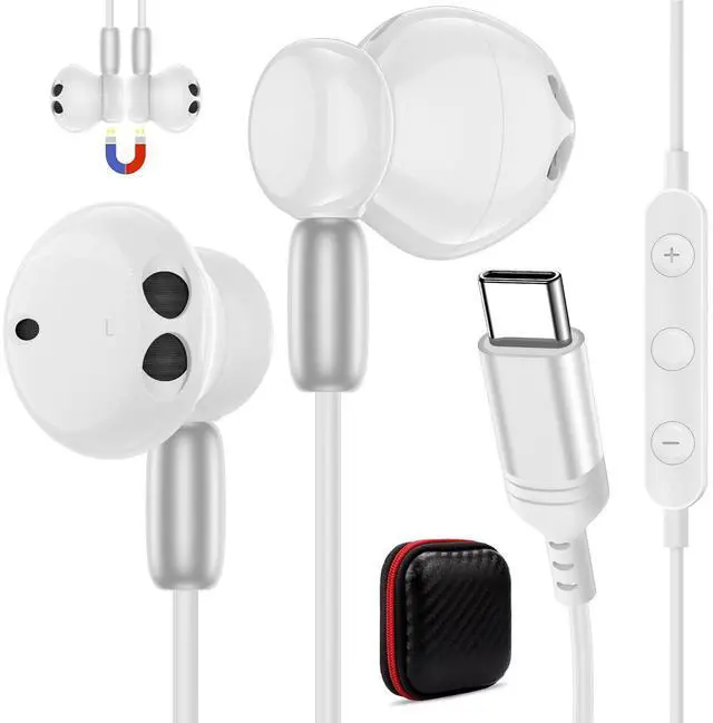 Alt view image 2 of 5 - USB Type C Headphone Open Ear Adjustable Over Ear Hook USB C Headphones with Microphone for iPad 11 10 Samsung S25 S24 S23 A16 A53 A26 A36 A56 in-Ear Noise Canceling Magnetic Type C Wired Earbuds