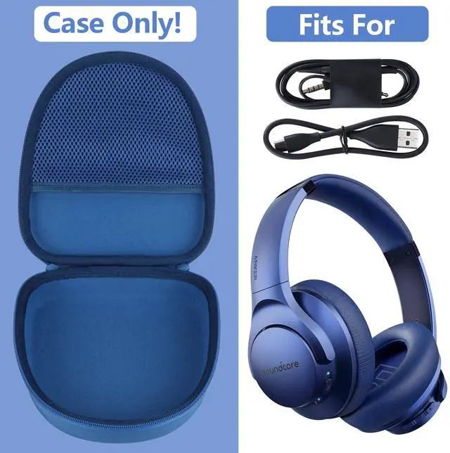 Alt view image 3 of 5 - RIYADAone Hard Case Replacement for Anker Soundcore Life Q20 Q30 Q35 Q40 Q45 Q20+ Q20i Hybrid Active Noise Cancelling Headphones (Blue Case)