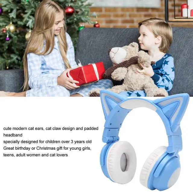 Alt view image 2 of 5 - Cat Ear Headphones,BT Headset for Smartphone Laptop PC, Regulated Headband, 7 Colors Headset with 3.5mm Cable, 11h Stereo Play for Childs Students School Travel (Blue)