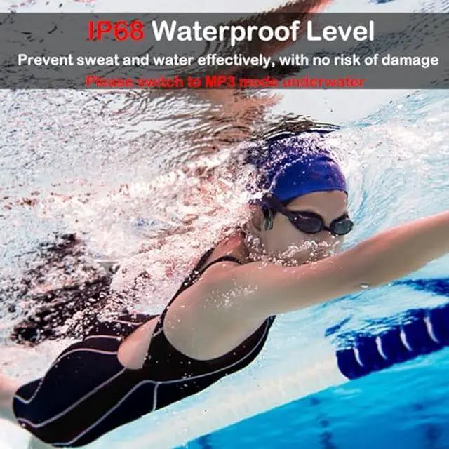 Alt view image 2 of 2 - Swimming Headphones IP68 Waterproof, Open Ear Bone Conduction Headphones with 32GB Dual Mode MP3 &Bluetooth 5.4, Secure Comfort Underwater Wireless Earbuds for Jogging Cycling Fitness-SurfAudio(Green