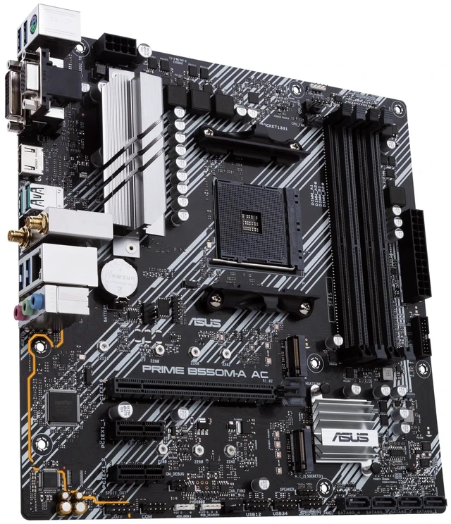 Alt view image 4 of 5 - ASUS Prime B550M-A AC AMD AM4 (3rd Gen Ryzen) Micro ATX DDR4 Motherboard (PCIe 4.0, WiFi, ECC Memory, 1Gb LAN, HDMI 2.1/D-Sub, 4K@60HZ, Addressable Gen 2 RGB Header and Aura Sync)