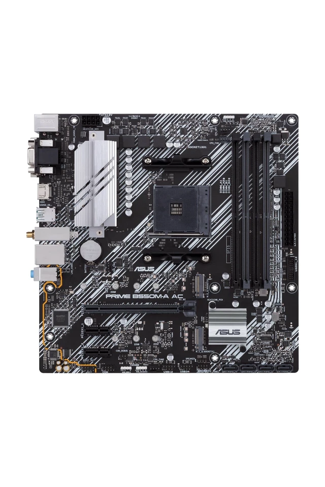 Alt view image 2 of 5 - ASUS Prime B550M-A AC AMD AM4 (3rd Gen Ryzen) Micro ATX DDR4 Motherboard (PCIe 4.0, WiFi, ECC Memory, 1Gb LAN, HDMI 2.1/D-Sub, 4K@60HZ, Addressable Gen 2 RGB Header and Aura Sync)