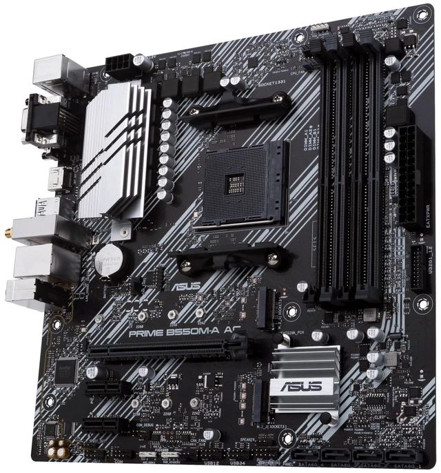Alt view image 5 of 5 - ASUS Prime B550M-A AC AMD AM4 (3rd Gen Ryzen) Micro ATX DDR4 Motherboard (PCIe 4.0, WiFi, ECC Memory, 1Gb LAN, HDMI 2.1/D-Sub, 4K@60HZ, Addressable Gen 2 RGB Header and Aura Sync)