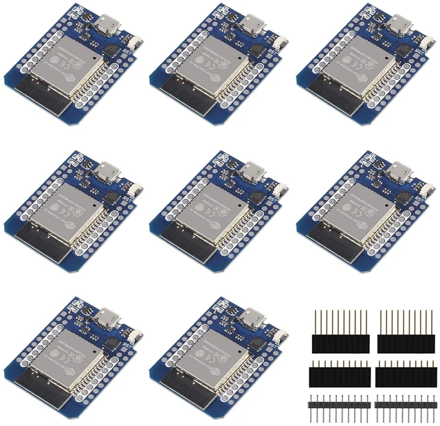 Main image of 8Pcs ESP32 D1 Mini NodeMCU Board, 8Pcs MH-ET Live Mini Kit for ESP32 ESP8266 WiFi Module Bluetooth Internet of Development Board Based ESP8266 Fully Functional with Pins for WeMos D1 DIY Kit