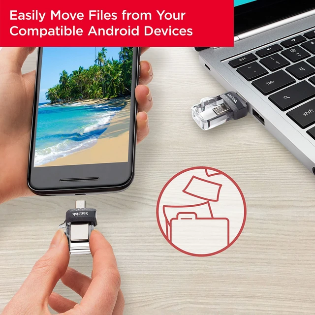 Alt view image 3 of 5 - SANDISK 256GB Ultra Dual Drive m3.0, microUSB & USB-A Connectors