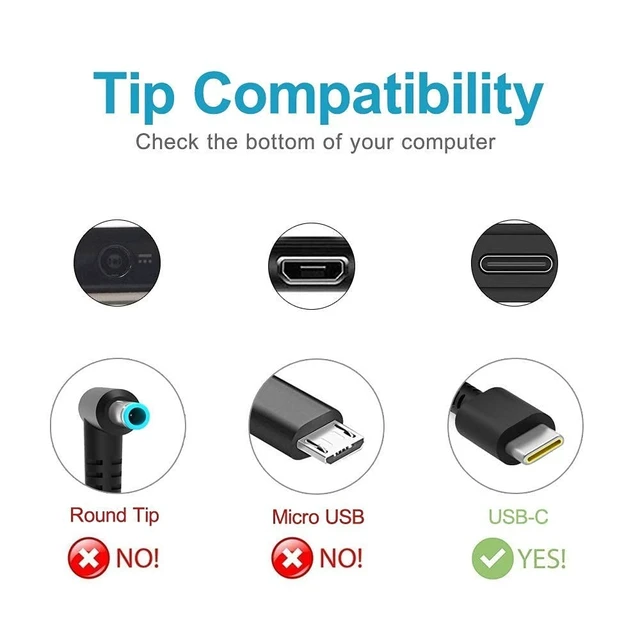 Alt view image 5 of 5 - Type-C-USB C Charger Fit for Acer-N17Q9 N17Q8 N16Q10 N18Q5 N17Q5 N18Q3, Fit for Chromebook 315 CB315-2H C771 CB5-312T C732 C732T CB311-8H C732L Series Laptop AC Adapter Power Supply Cord