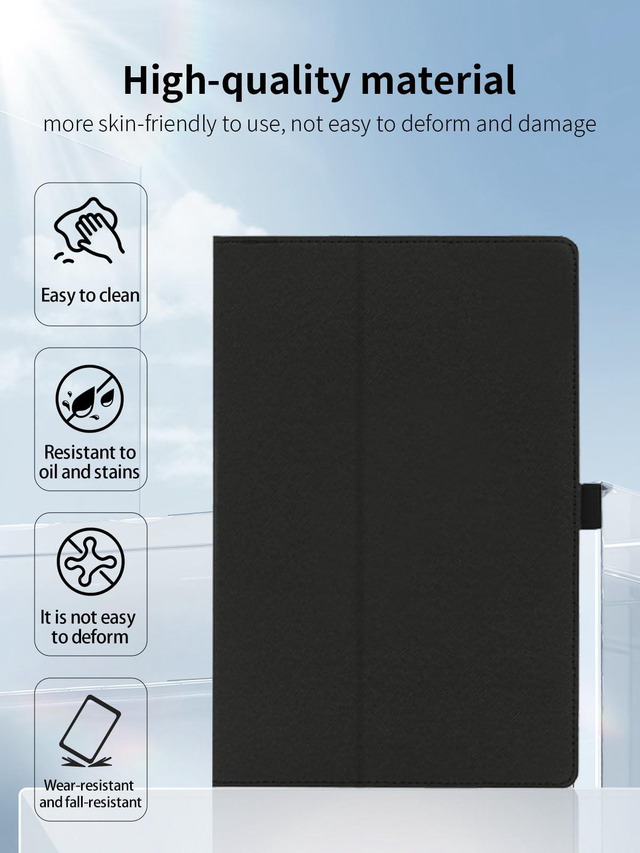 FKQLH - Étui Folio Avec Support Pour DOOGEE Tab E3 Max 14 Pouces, Cuir PU, Microfibre Intérieure, Protection Complète (noir)