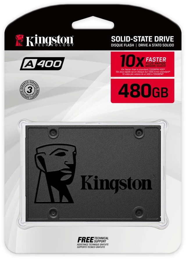 Alt view image 3 of 5 - Kingston 480GB A400 SATA 3 2.5" Internal SSD SA400S37/480G - HDD Replacement for Increase Performance