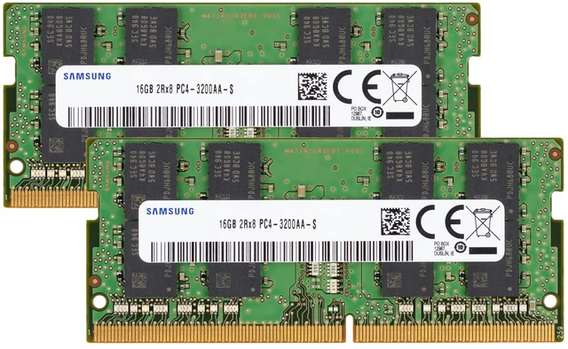 Main image of Samsung 32GB (2x16GB) DDR4 3200MHz PC4-25600 (PC4-3200AA) CL22 SODIMM 2Rx8 Dual Rank 1.2V 260-Pin Laptop, Notebook RAM Memory