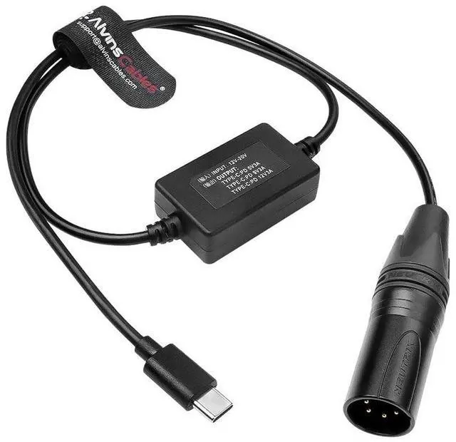 Main image of Alvin's Cables XLR 4 Pin to Type-C Power Cable for Canon R5C, for Sony A7SIII FX3, Nikon Z5 Z9 S5, USB-C PD 5V 9V 12V 3A for Mirrorless Cameras Phones, 24in