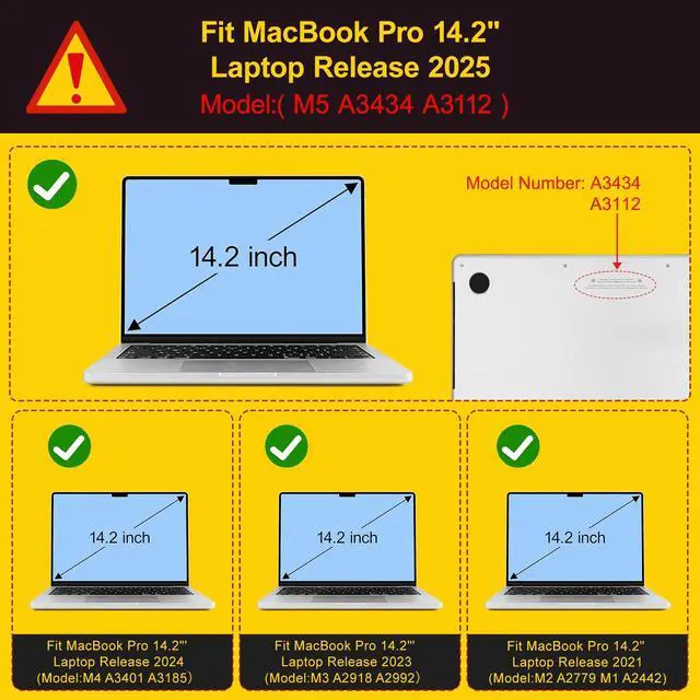 Lepeoac Case for MacBook Pro 14 Inch (2025-2021 Release), Models M5 ...