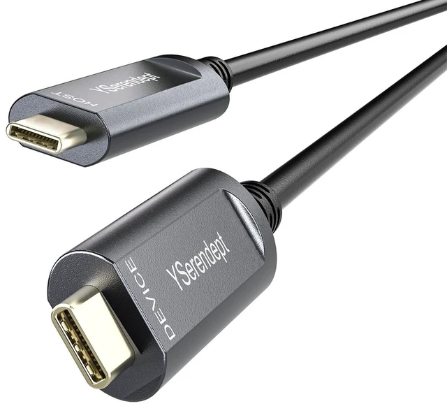 Main image of YSerendept USB C Cable 65ft Fiber Optic,10Gbps High Speed Data Transfer,Compatible with Logitech Cameras,VR/AR,HDDs,Projectors,Hubs,Gaming Consoles,Webcams,Printer,Grey