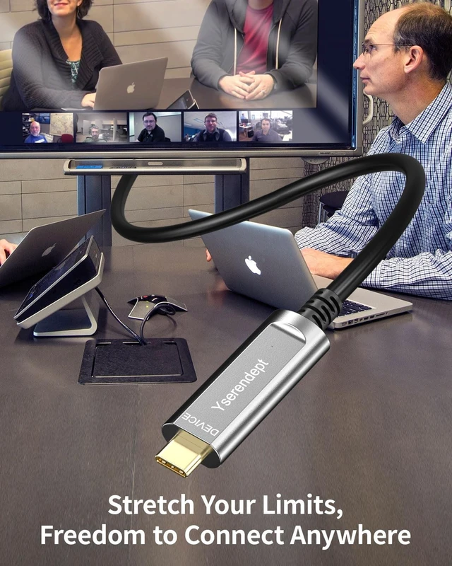 Alt view image 5 of 5 - YSerendept USB C Cable 65ft Fiber Optic,10Gbps High Speed Data Transfer,Compatible with Logitech Cameras,VR/AR,HDDs,Projectors,Hubs,Gaming Consoles,Webcams,Printer,Grey