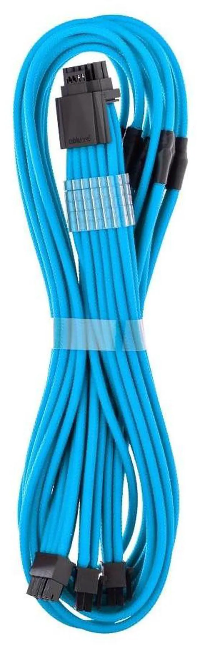Alt view image 2 of 5 - CableMod C-Series Pro ModMesh Sleeved 12V-2x6 12VHPWR StealthSense PCIe Cable for Corsair Type 5 RMX Shift (16 to 3 x 8-pin, Light Blue)
