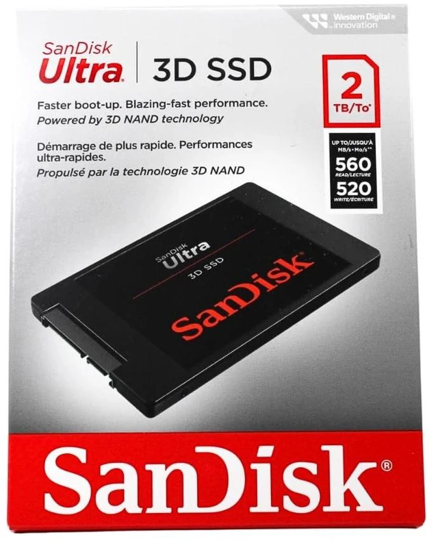 Main image of SANDISK Ultra 3D NAND 2TB Internal SSD - SATA III 6 Gb/s, 2.5"/7mm, Up to 560 MB/s - SDSSDH3-2T00-G26