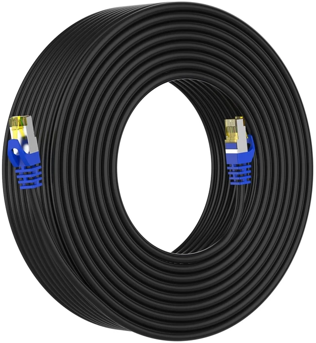 Main image of AoforzTech Cat 8 Ethernet Cable 15 ft,Heavy Duty High Speed Network Internet Cable, RJ45 Connector,26AWG 40Gbps 2000Mhz Patch Cord,S/FTP Indoor & Outdoor LAN Cable-Waterproof(Black)