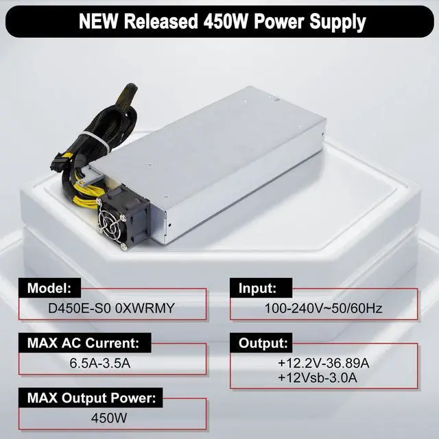 Alt view image 5 of 5 - LXun Upgraded D450E-S0 0XWRMY 450W Power Supply DPS-450AB-6 A(01F) Compatible with Dell PowerEdge R440 Server Power Supply Replacement for DPS-450AB-6A XWRMY Connector: 18pin+2 * 10p+8pin