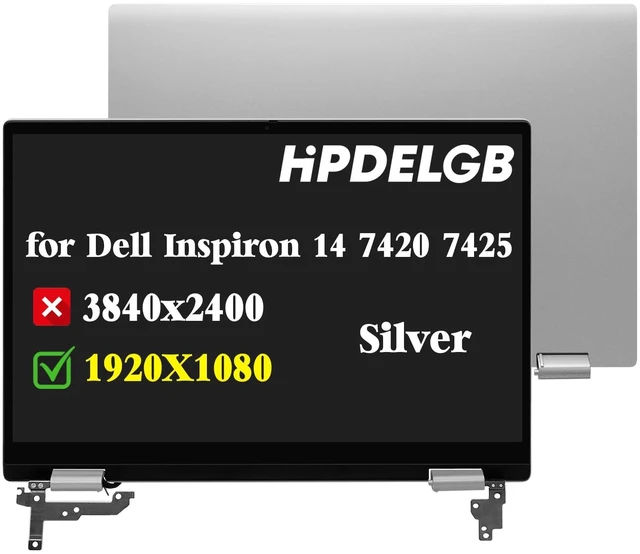 Main image of HPDELGB Replacement for Dell Inspiron 14 7420 7425 2-in-1 P161G P161G001 P161G003 HWY0J LCD Touch Screen Digitizer Assembly 14.0" 1920x1080 FHD Colour Silver