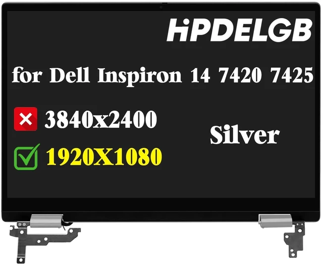 Alt view image 2 of 5 - HPDELGB Replacement for Dell Inspiron 14 7420 7425 2-in-1 P161G P161G001 P161G003 HWY0J LCD Touch Screen Digitizer Assembly 14.0" 1920x1080 FHD Colour Silver