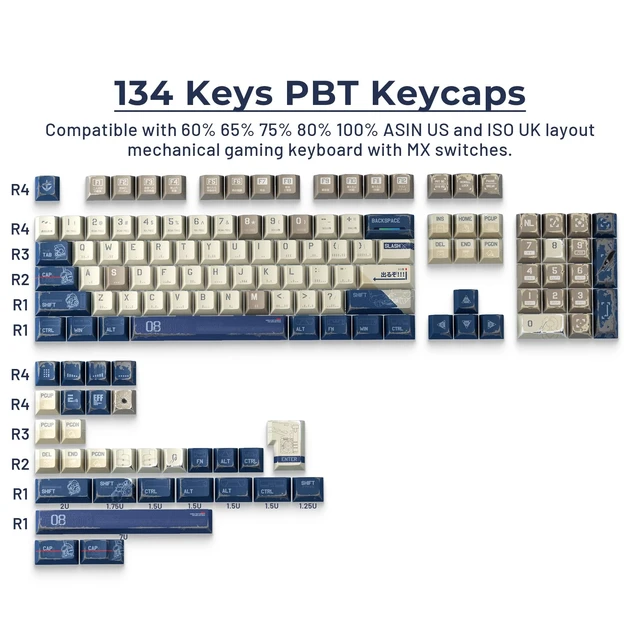 Alt view image 2 of 5 - XVX Japanese Anime Keycaps- Retro PBT Keyboard Caps,Dye Sublimation Keyboard Keycaps with Cherry Profile,134 Keys Keycap Sets for Mechanical Keyboards - Only Key caps