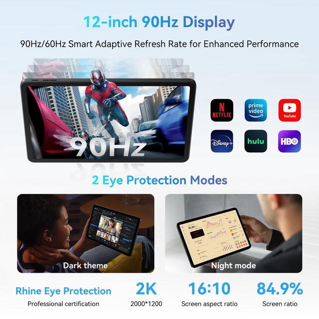 Blackview Mega 8 Tablet 13 Pollici 2025 - 36GB RAM+256GB/2TB TF, Android 15, Batteria 11000mAh, 4G LTE, Fotocamera 50MP, Cover E Penna Incluse - Nero