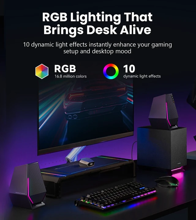Alt view image 5 of 5 - Edifier G1500 MAX 2.1 RGB Light Gaming Speakers with 4" Wood Subwoofer